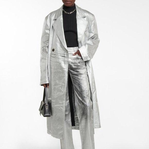 PETER DO Jackets & Blazers - Peter Do Metallic Coated Denim Trench Coat